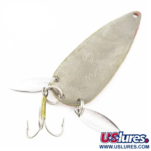Vintage  Marathon  Marathon, 3/5oz white/red fishing spoon #24180