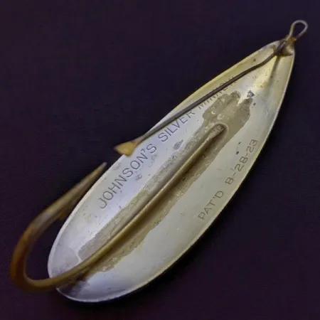 Vintage Johnson Silver Minnow, 1oz silver/gold fishing spoon #24182