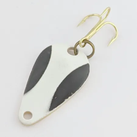 Vintage Acme K.O. Wobbler, 1/8oz white/black/gold fishing spoon #24191