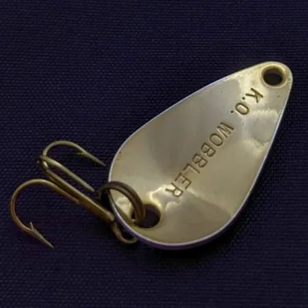 Vintage Acme K.O. Wobbler, 1/8oz white/black/gold fishing spoon #24191