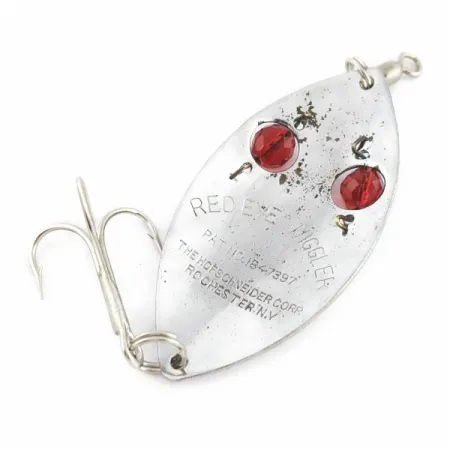 Vintage Hofschneider Red Eye Wiggler, 1oz nickel/red fishing spoon #24196