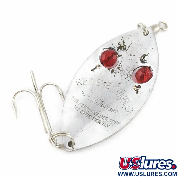 Vintage   Hofschneider Red Eye Wiggler, 1oz nickel/red fishing spoon #24196