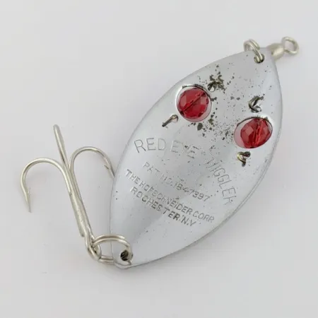 Vintage Hofschneider Red Eye Wiggler, 1oz nickel/red fishing spoon #24196