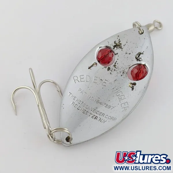 Vintage   Hofschneider Red Eye Wiggler, 1oz nickel/red fishing spoon #24196