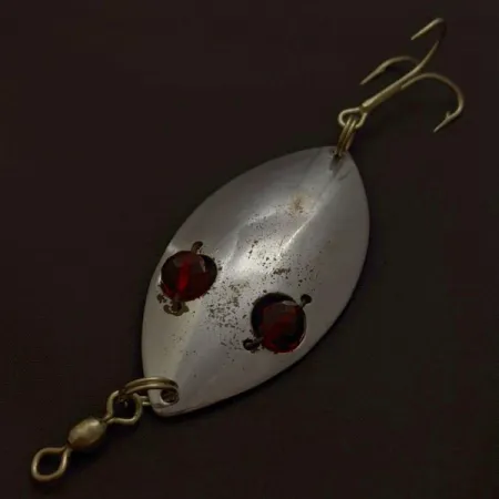 Vintage Hofschneider Red Eye Wiggler, 1oz nickel/red fishing spoon #24196