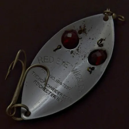 Vintage Hofschneider Red Eye Wiggler, 1oz nickel/red fishing spoon #24196