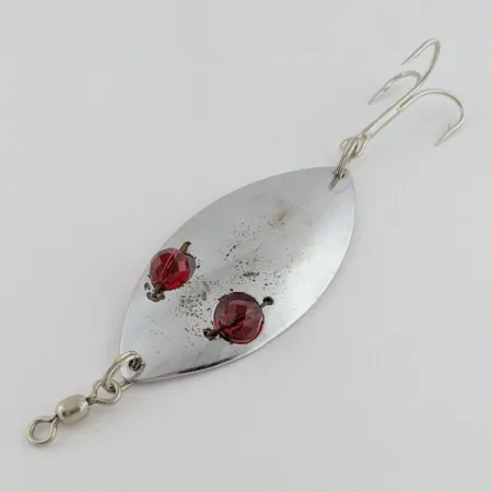 Vintage Hofschneider Red Eye Wiggler, 1oz nickel/red fishing spoon #24196
