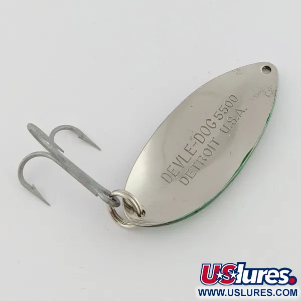 Vintage  Eppinger Dardevle Devle Dog  Detroit (1980 s), 3/4oz Nickel/Green fishing spoon #24199