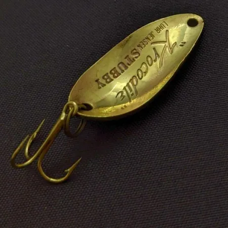 Vintage Luhr Jensen Lil' Kroc (Krocodile Stubby), 3/16oz brass fishing spoon #24208