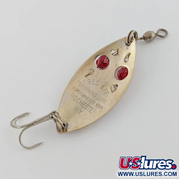 Vintage   Hofschneider Red Eye Junior, 1/4oz silver/brass/red eyes fishing spoon #24210