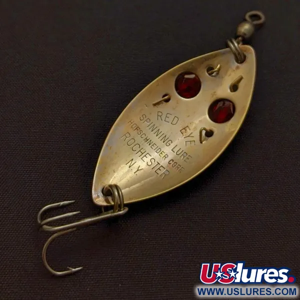 Vintage   Hofschneider Red Eye Junior, 1/4oz silver/brass/red eyes fishing spoon #24210