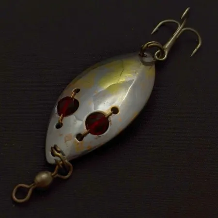 Vintage Hofschneider Red Eye Junior, 1/4oz silver/brass/red eyes fishing spoon #24210