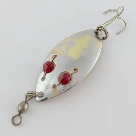 Vintage Hofschneider Red Eye Junior, 1/4oz silver/brass/red eyes fishing spoon #24210