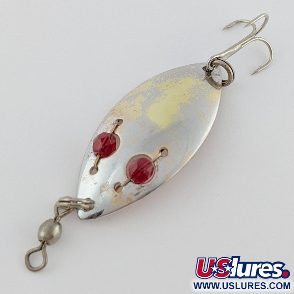 Vintage   Hofschneider Red Eye Junior, 1/4oz silver/brass/red eyes fishing spoon #24210
