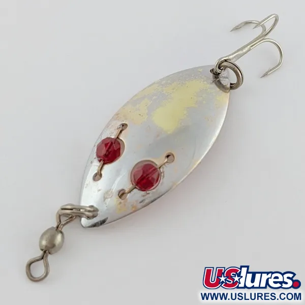 Vintage   Hofschneider Red Eye Junior, 1/4oz silver/brass/red eyes fishing spoon #24210