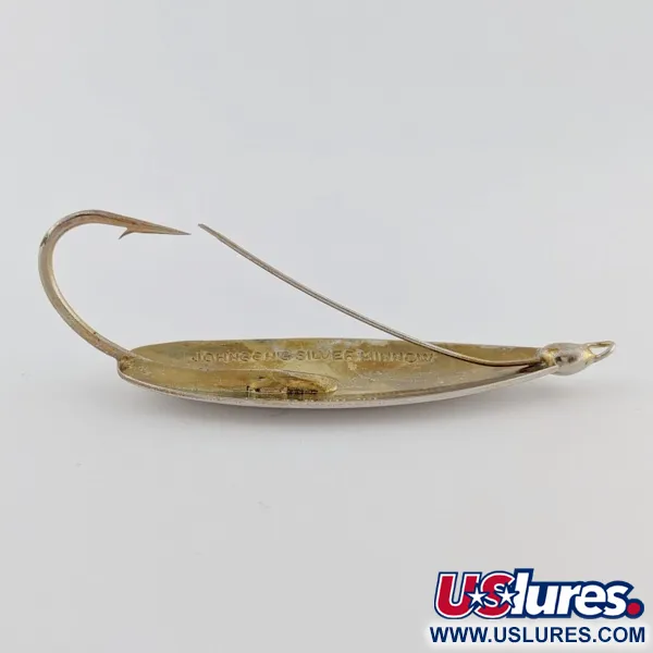 Vintage   Johnson Silver Minnow Weedless, 2/5oz silver/brass fishing spoon #24219