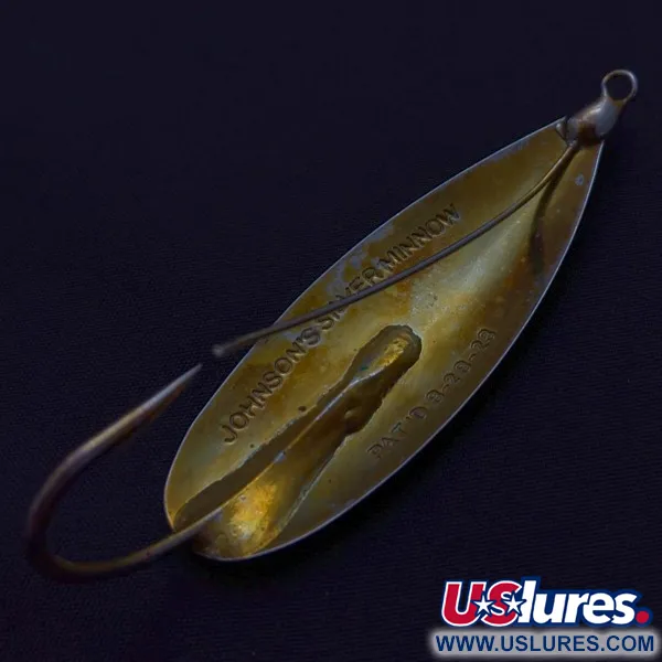 Vintage   Johnson Silver Minnow Weedless, 2/5oz silver/brass fishing spoon #24219