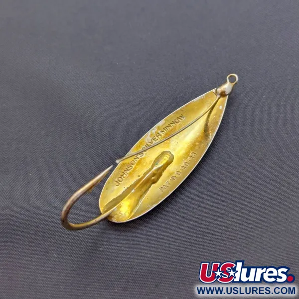 Vintage   Johnson Silver Minnow Weedless, 2/5oz silver/brass fishing spoon #24219
