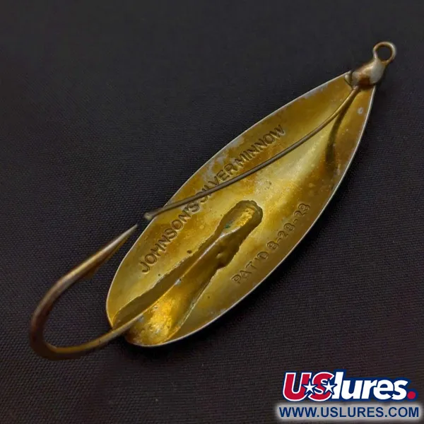 Vintage   Johnson Silver Minnow Weedless, 2/5oz silver/brass fishing spoon #24219