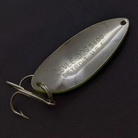 Vintage Eppinger Dardevle Devle Dog  5400 Detroit (1980 s), 1/2oz Nickel/Orange UV fishing spoon #24220