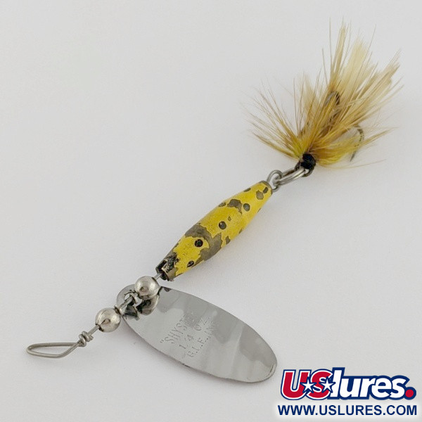Vintage   Glen Evans Shyster, 1/4oz yellow/nickel spinning lure #24226