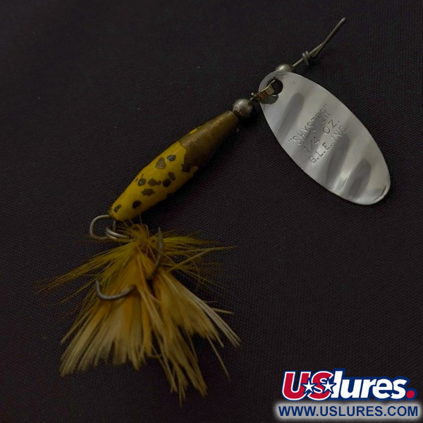 Vintage   Glen Evans Shyster, 1/4oz yellow/nickel spinning lure #24226