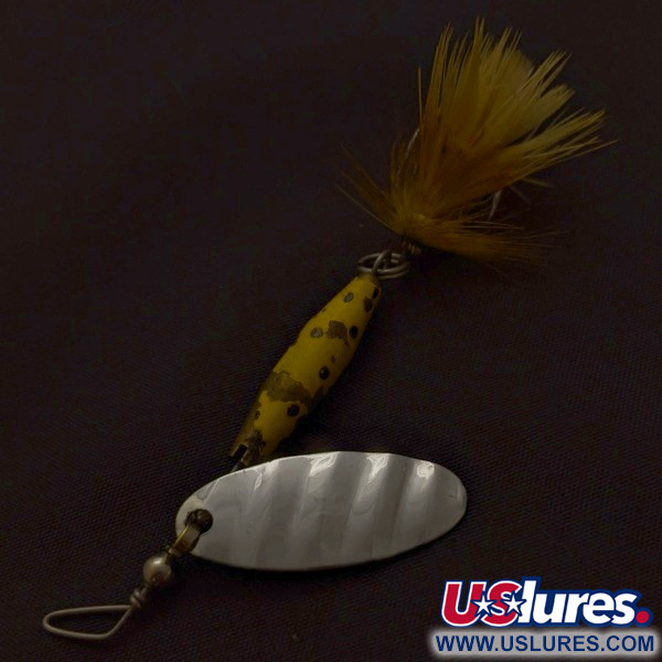 Vintage   Glen Evans Shyster, 1/4oz yellow/nickel spinning lure #24226