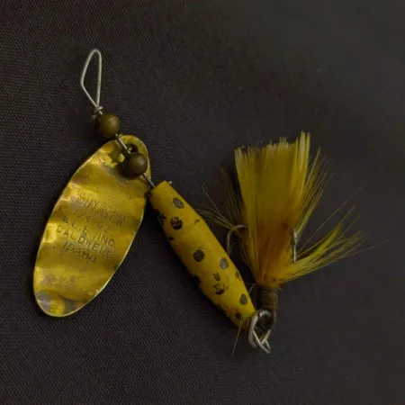 Vintage Glen Evans Shyster, 1/4oz yellow/gold spinning lure #24227