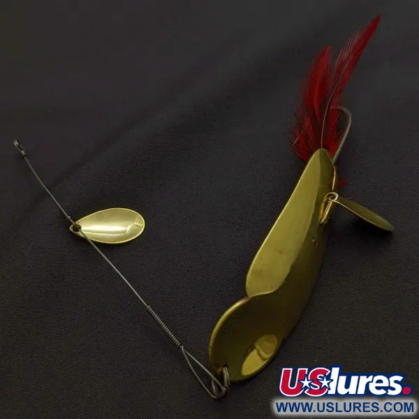 Vintage Heddon King Stanley, 3/4oz Gold/red fishing spoon #24228