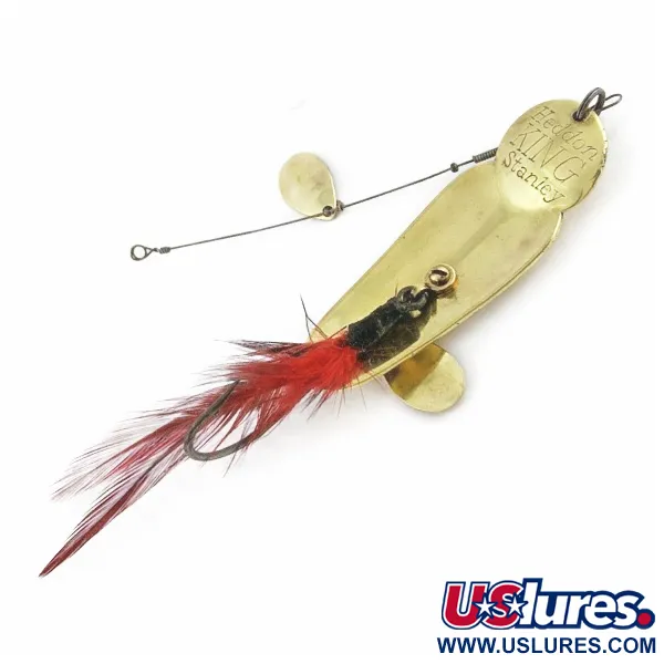 Vintage Heddon King Stanley, 3/4oz Gold/red fishing spoon #24228