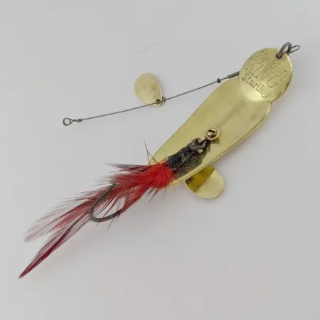 Vintage Heddon King Stanley, 3/4oz Gold/red fishing spoon #24228