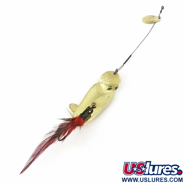 Vintage Heddon King Stanley, 3/4oz Gold/red fishing spoon #24228