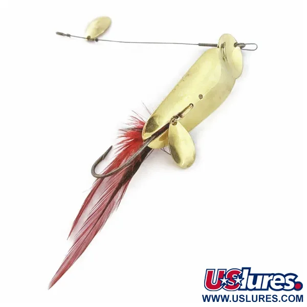 Vintage Heddon King Stanley, 3/4oz Gold/red fishing spoon #24228