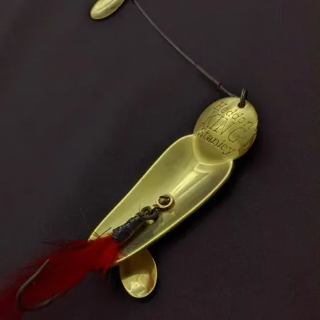 Vintage Heddon King Stanley, 3/4oz Gold/red fishing spoon #24228