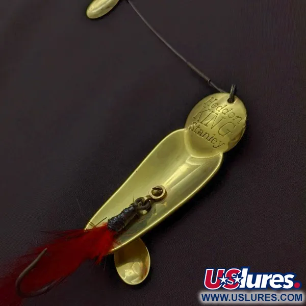 Vintage Heddon King Stanley, 3/4oz Gold/red fishing spoon #24228