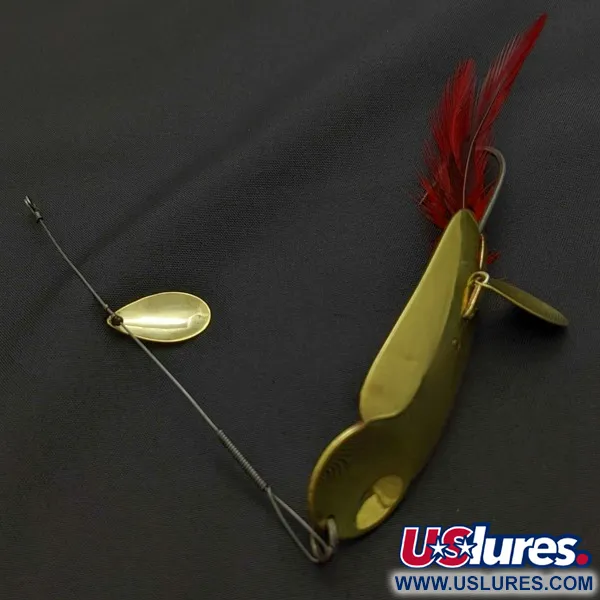 Vintage Heddon King Stanley, 3/4oz Gold/red fishing spoon #24228