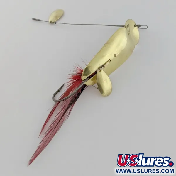 Vintage Heddon King Stanley, 3/4oz Gold/red fishing spoon #24228