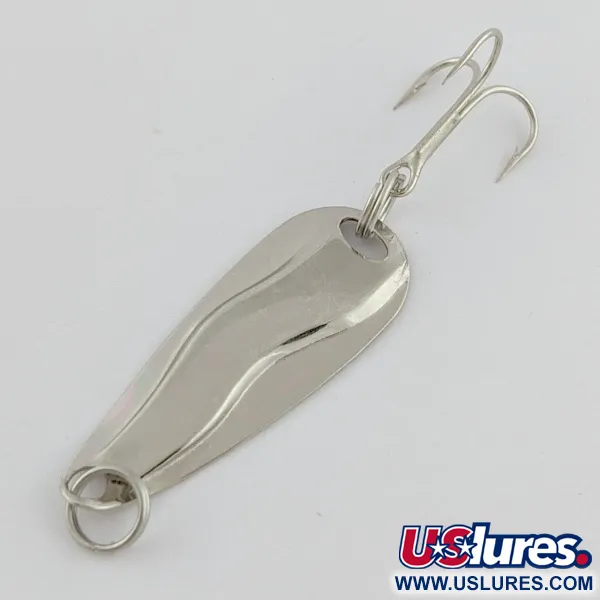 Vintage Luhr Jensen Hot Shot W, 3/64oz nickel fishing spoon #24231