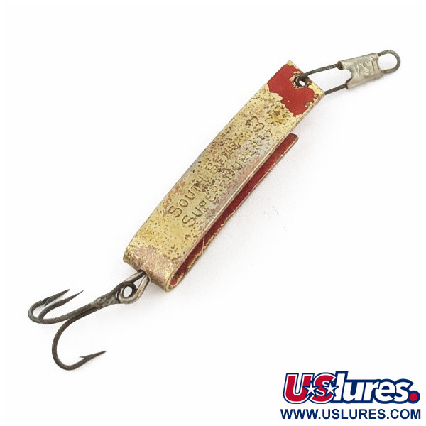 Vintage   South Bend  Super-Duper 503, 3/16oz Gold/red fishing spoon #24239