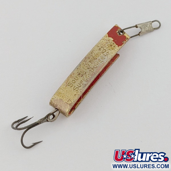 Vintage   South Bend  Super-Duper 503, 3/16oz Gold/red fishing spoon #24239