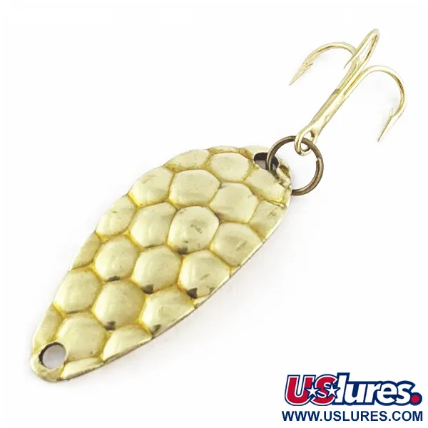 Vintage Acme Little Cleo bubbles, 1/8oz gold fishing spoon #24262