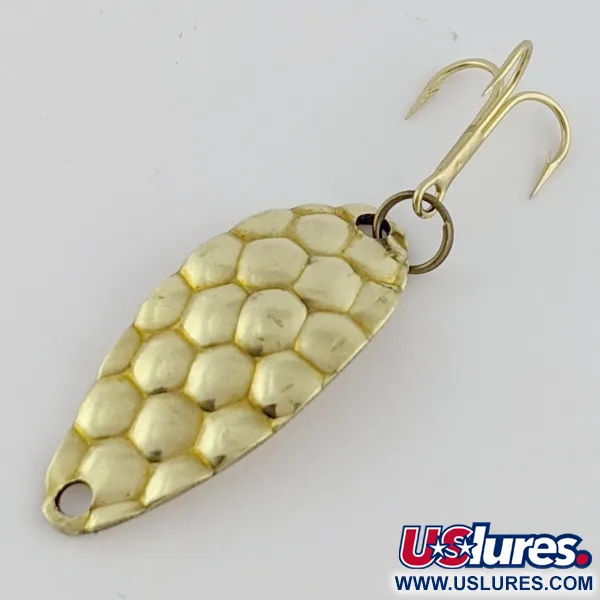 Vintage Acme Little Cleo bubbles, 1/8oz gold fishing spoon #24262