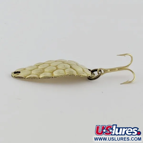 Vintage Acme Little Cleo bubbles, 1/8oz gold fishing spoon #24262