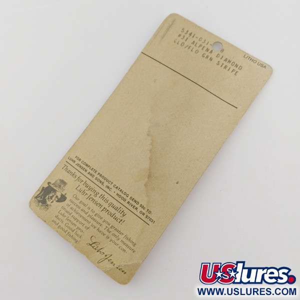  Luhr Jensen Luhr jensen Alpena Diamond #31 Glow​, 1/8oz Glo-Flo Green stripe fishing spoon #24265