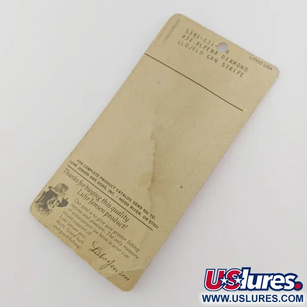 Luhr Jensen Luhr jensen Alpena Diamond #31 Glow​, 1/8oz Glo-Flo Green stripe fishing spoon #24265