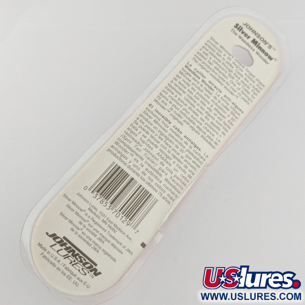 Johnson Silver Minnow Weedless, 3/4oz Green/Orange/Nickel fishing spoon #24267