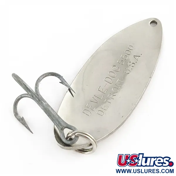 Vintage Eppinger Dardevle Devle Dog  5500 Detroit (1980 s), 3/4oz Nickel fishing spoon #24271