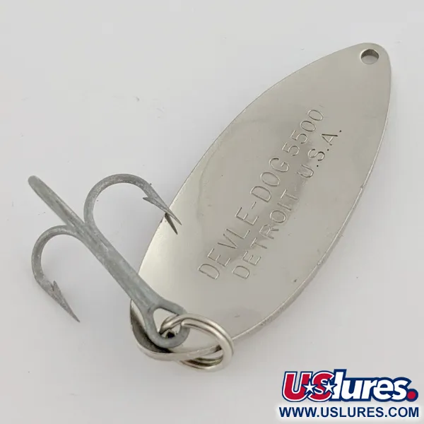 Vintage Eppinger Dardevle Devle Dog  5500 Detroit (1980 s), 3/4oz Nickel fishing spoon #24271