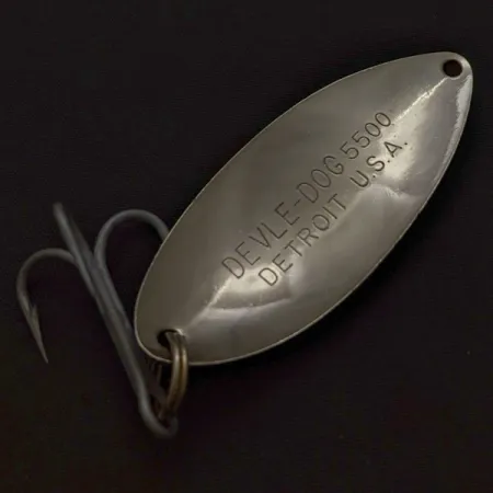 Vintage Eppinger Dardevle Devle Dog  5500 Detroit (1980 s), 3/4oz Nickel fishing spoon #24271