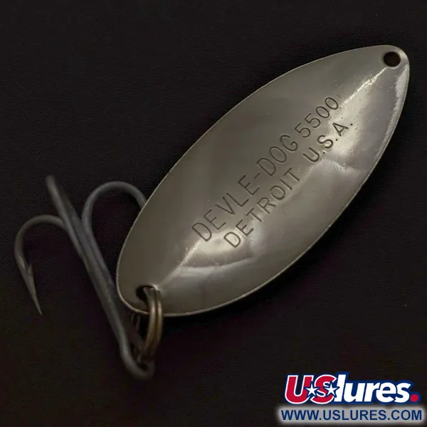 Vintage Eppinger Dardevle Devle Dog  5500 Detroit (1980 s), 3/4oz Nickel fishing spoon #24271